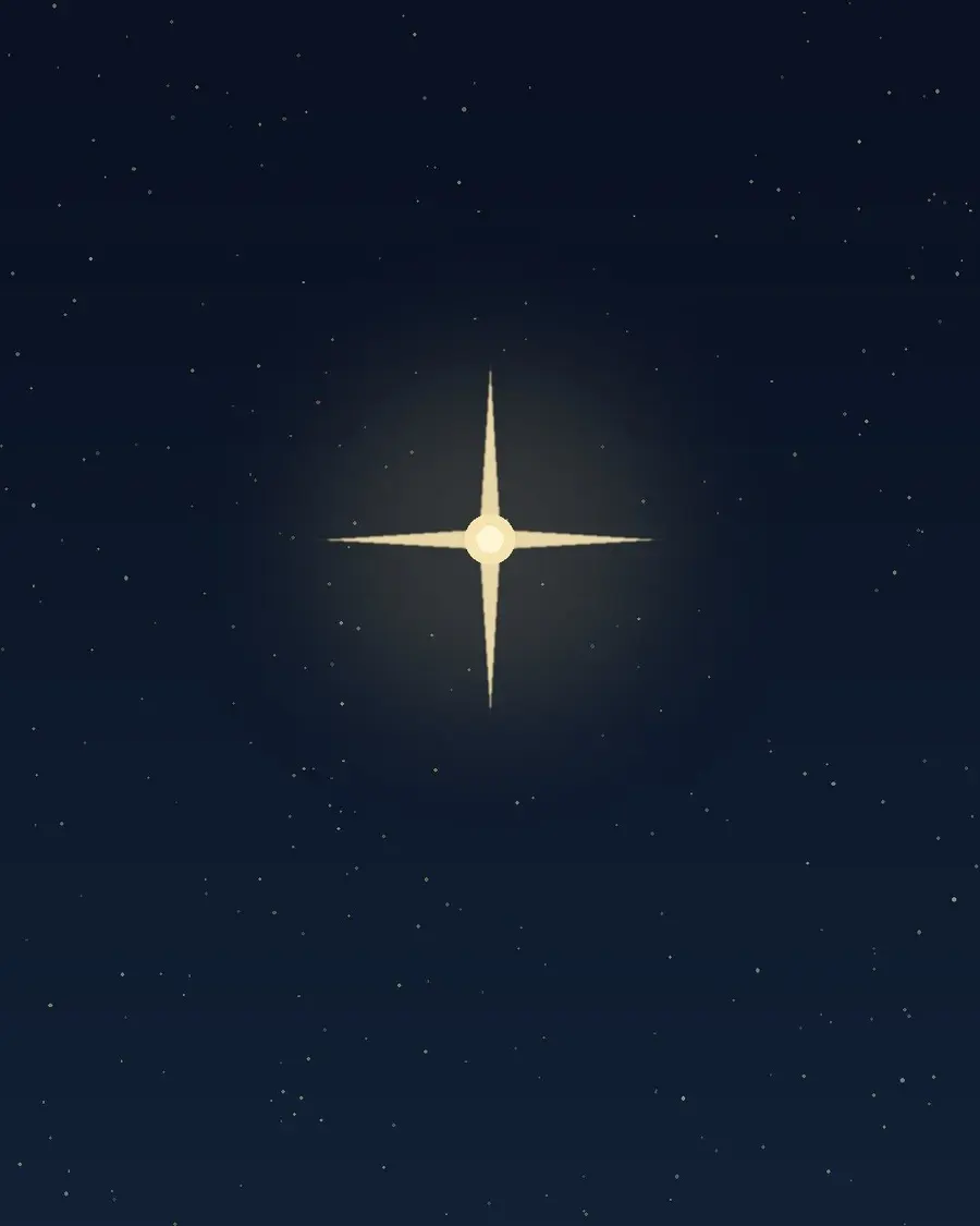 One gold star in a deep night sky